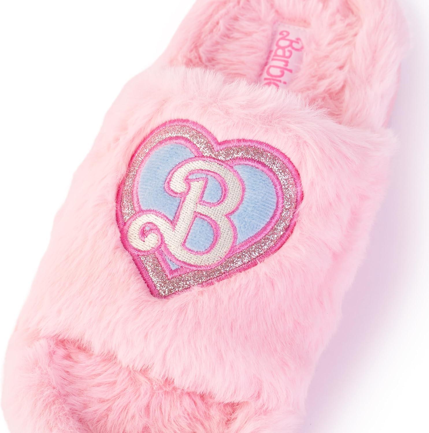 imageBarbie womens Cozy Xband ampamp Open Toe Faux Fur Memory Foam Indoor Outdoor Soled Slipper XsxlDouble B Heart