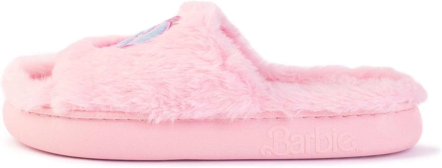 imageBarbie womens Cozy Xband ampamp Open Toe Faux Fur Memory Foam Indoor Outdoor Soled Slipper XsxlDouble B Heart