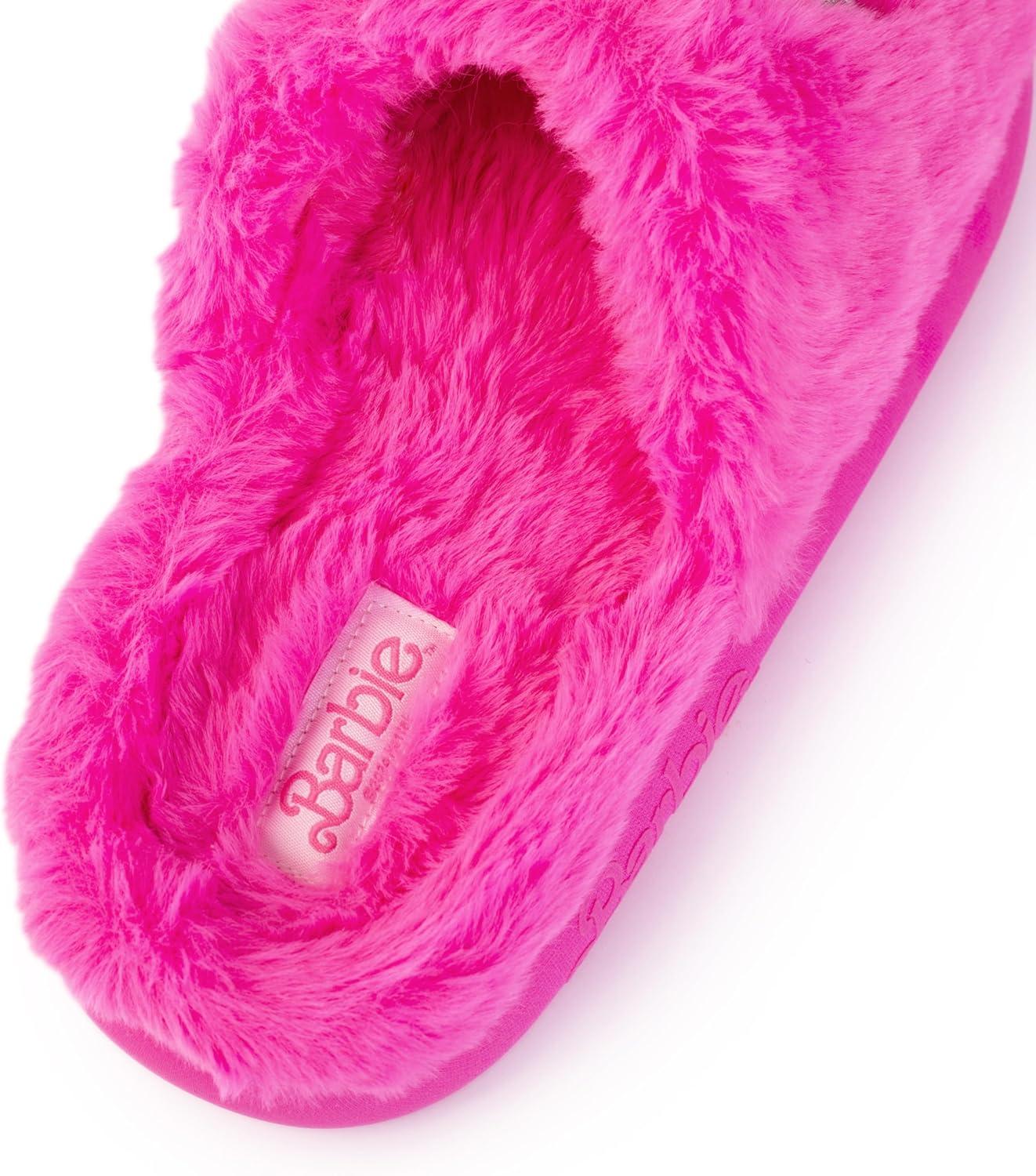 imageBarbie womens Cozy Xband ampamp Open Toe Faux Fur Memory Foam Indoor Outdoor Soled Slipper XsxlDouble Rainbow