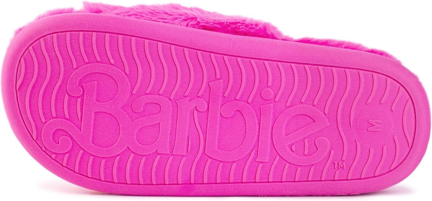 imageBarbie womens Cozy Xband ampamp Open Toe Faux Fur Memory Foam Indoor Outdoor Soled Slipper XsxlDouble Rainbow