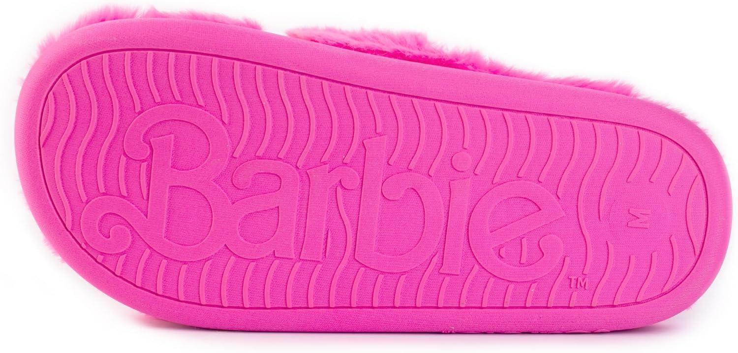 imageBarbie womens Cozy Xband ampamp Open Toe Faux Fur Memory Foam Indoor Outdoor Soled Slipper XsxlHeart Rainbow B