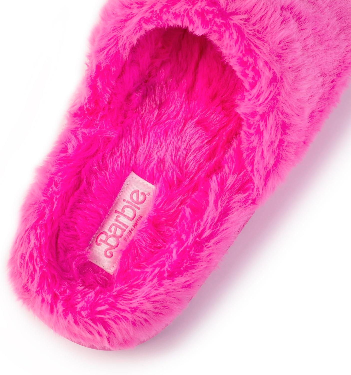 imageBarbie womens Cozy Xband ampamp Open Toe Faux Fur Memory Foam Indoor Outdoor Soled Slipper XsxlHeart Rainbow B