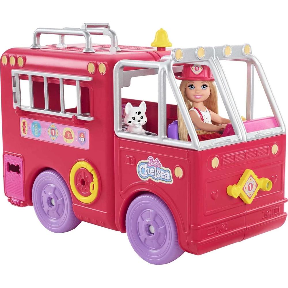 imageBarbie Chelsea Can Be Doll ampamp Toy Fire Truck Playset with Blonde Small Doll 2 Pets ampamp 15 Acessories Open for Fire StationSingle