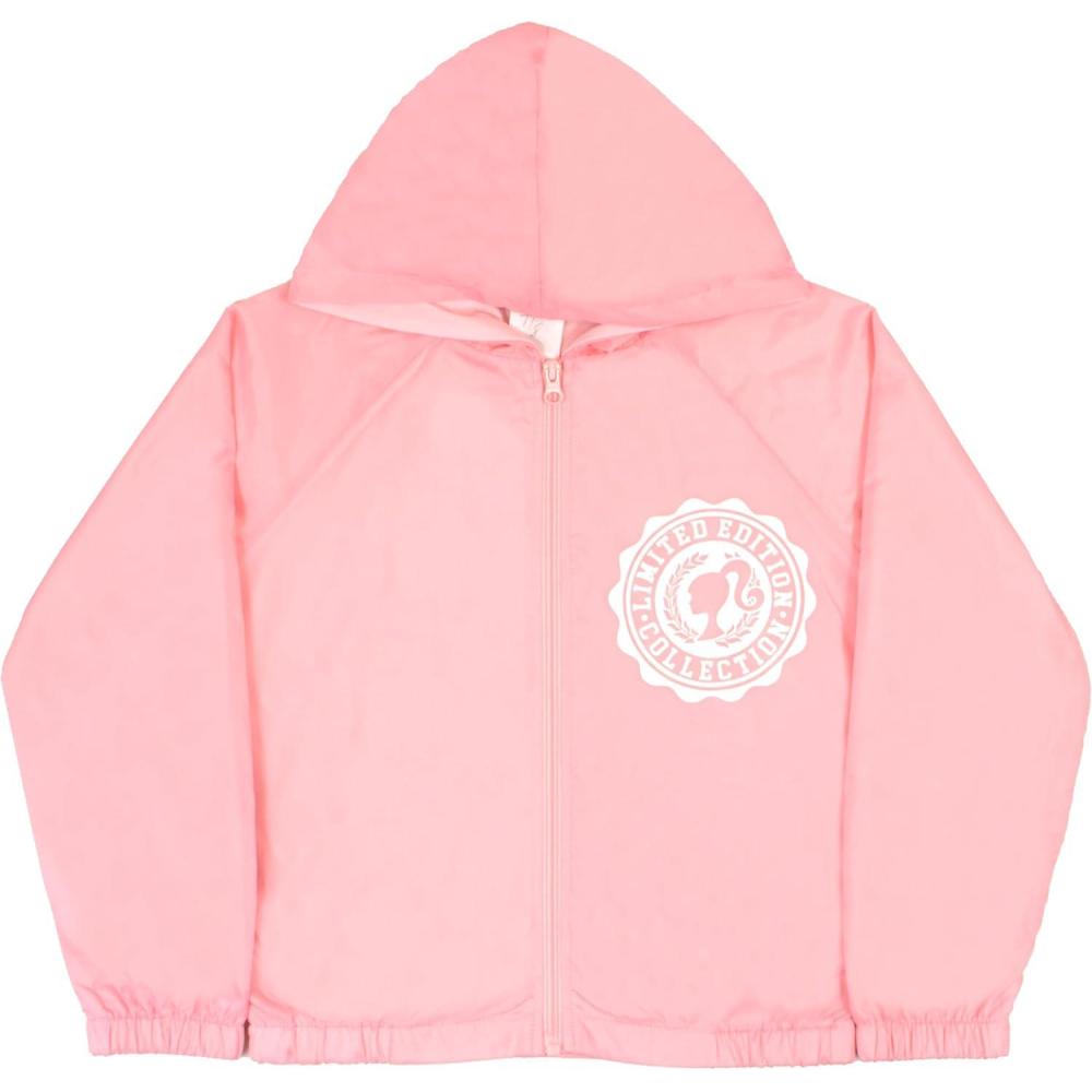 imageBarbie Girls Nylon Windbreaker Jacket Kids Rain Jacket for Big and Little Kids Girls Rain JacketGraphic Print Pink
