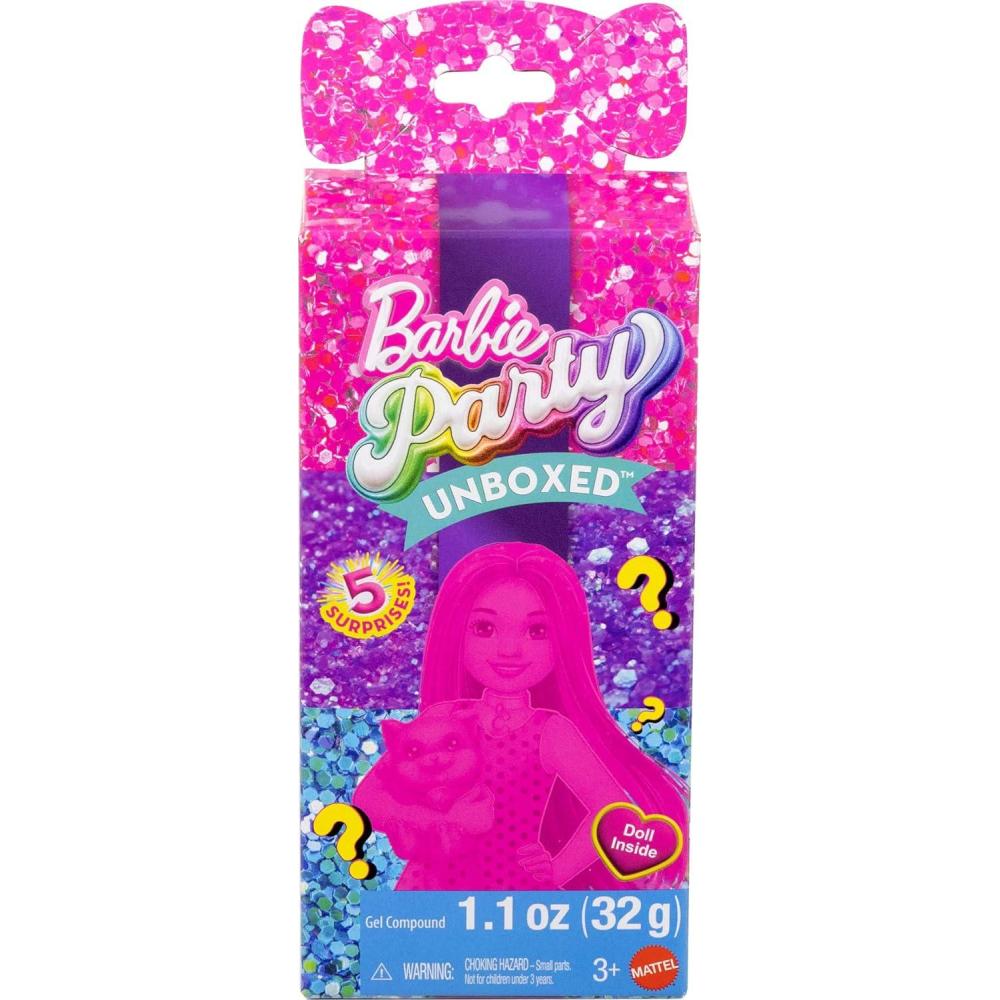 imageBarbie Party Unboxed Doll ampamp Accessories Glam Party Series with 10 Surprises Including ColorChange Red Sparkle DollPink