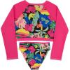 imageBarbie Girls 2Piece Swimsuit Set Cropped LongSleeved Rash Guard and Bikini Bottoms QuickDrying Swimwear for KidsPink Floral