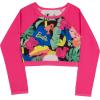 imageBarbie Girls 2Piece Swimsuit Set Cropped LongSleeved Rash Guard and Bikini Bottoms QuickDrying Swimwear for KidsPink Floral