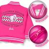 imageBarbie Girls Bomber Jacket  ZipUp Varsity Jacket with Girl Power OuterwearHot Pink