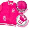 imageBarbie Girls Bomber Jacket  ZipUp Varsity Jacket with Girl Power OuterwearHot PinkPink