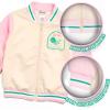 imageBarbie Girls Bomber Jacket  ZipUp Varsity Jacket with Girl Power OuterwearIvoryLight Pink