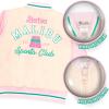 imageBarbie Girls Bomber Jacket  ZipUp Varsity Jacket with Girl Power OuterwearIvoryLight Pink