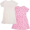 imageBarbie Girls Casual Stretch Dress 2Pack Graphic Print Logo  Set of Short Sleeve Summer Dresses for KidsCreamLight Pink