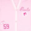 imageBarbie Girls VNeck Button Up Cardigan with Graphic Print and Embroidered Design  Long Sleeve Sweater with Pockets for KidsPink