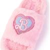 imageBarbie womens Cozy Xband ampamp Open Toe Faux Fur Memory Foam Indoor Outdoor Soled Slipper XsxlDouble B Heart