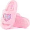 imageBarbie womens Cozy Xband ampamp Open Toe Faux Fur Memory Foam Indoor Outdoor Soled Slipper XsxlDouble B Heart