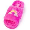 imageBarbie womens Cozy Xband ampamp Open Toe Faux Fur Memory Foam Indoor Outdoor Soled Slipper XsxlDouble Rainbow