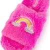 imageBarbie womens Cozy Xband ampamp Open Toe Faux Fur Memory Foam Indoor Outdoor Soled Slipper XsxlDouble Rainbow