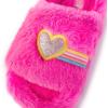 imageBarbie womens Cozy Xband ampamp Open Toe Faux Fur Memory Foam Indoor Outdoor Soled Slipper XsxlHeart Rainbow B