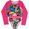 imageBarbie Girls 2Piece Swimsuit Set Cropped LongSleeved Rash Guard and Bikini Bottoms QuickDrying Swimwear for KidsPink Floral