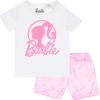 imageBarbie Girls 2Piece TShirt and Shorts Set  Logo Graphic Print Design  Lightweight Summer Outfits for KidsWhitePink