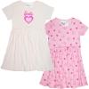 imageBarbie Girls Casual Stretch Dress 2Pack Graphic Print Logo  Set of Short Sleeve Summer Dresses for KidsCreamLight Pink