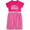 imageBarbie Girls Short Sleeve Sparkle Tutu Dress Logo Glitter Print Dress with Tulle Skirt for KidsPink