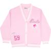 imageBarbie Girls VNeck Button Up Cardigan with Graphic Print and Embroidered Design  Long Sleeve Sweater with Pockets for KidsPink