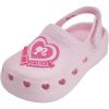 imageBarbie Toddler Girls Lightweight SlipOn Clogs  Adjustable Strap Summer Shoes for Kids  WaterFriendly Play SandalsLight Pink Glitter WBarbie Heart Patch
