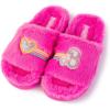 imageBarbie womens Cozy Xband ampamp Open Toe Faux Fur Memory Foam Indoor Outdoor Soled Slipper XsxlHeart Rainbow B