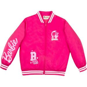 imageBarbie Girls Bomber Jacket  ZipUp Varsity Jacket with Girl Power OuterwearHot PinkPink