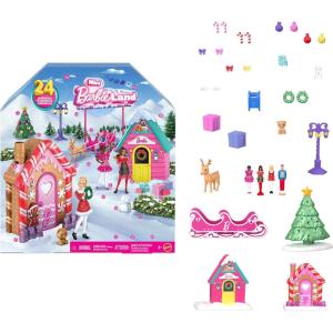 imageBarbie Mini Land Collectible Advent Calendar with 15Inch Dolls ampamp 24 Days of Surprises Winter Village Play Areas for Storytelling FunMini Barbieland