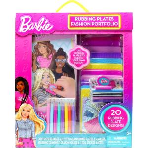 imageBarbie Rubbing Plates Set Art Activity Kit for Girls with Texture Plates Crayons ampamp Paper Create Mix and Match Fashion Outfits with Classic Barbie Designs Ages 3