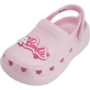 imageBarbie Toddler Girls Lightweight SlipOn Clogs  Adjustable Strap Summer Shoes for Kids  WaterFriendly Play SandalsLight Pink Glitter WBarbie Unicorn Patch