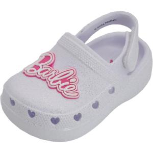 imageBarbie Toddler Girls Lightweight SlipOn Clogs  Adjustable Strap Summer Shoes for Kids  WaterFriendly Play SandalsWhite Glitter