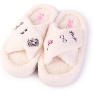 imageBarbie womens Cozy Xband ampamp Open Toe Faux Fur Memory Foam Indoor Outdoor Soled Slipper XsxlCream Xband
