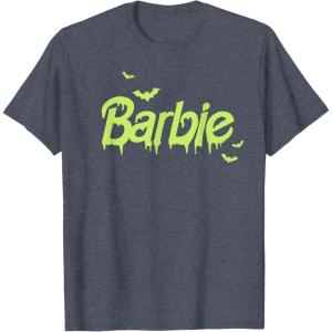 imageBarbie  Happy Halloween Bats TShirtHeather Blue