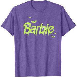 imageBarbie  Happy Halloween Bats TShirtPurple Heather
