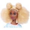 imageBarbie Fashionistas Doll Tall Blonde Afro with Side Puffs Tiedye Romper Sneakers Yellow Bracelet Toy for Kids 3 to 8 Years Old