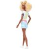 imageBarbie Fashionistas Doll Tall Blonde Afro with Side Puffs Tiedye Romper Sneakers Yellow Bracelet Toy for Kids 3 to 8 Years Old