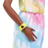 imageBarbie Fashionistas Doll Tall Blonde Afro with Side Puffs Tiedye Romper Sneakers Yellow Bracelet Toy for Kids 3 to 8 Years Old