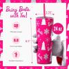 imageDragon Glassware x Barbie Vacuum Insulated Tumbler with Lid and Straw  24 oz Tumbler Cup with 2 Straws  Stainless Steel Tumbler with Straw for Water Iced Tea  Travel Coffee Tumbler  Love Out LoudBarbie  Pink Christmas