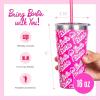 imageDragon Glassware x Barbie Vacuum Insulated Tumbler with Lid and Straw  24 oz Tumbler Cup with 2 Straws  Stainless Steel Tumbler with Straw for Water Iced Tea  Travel Coffee Tumbler  Love Out LoudBarbie  Classic