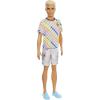 imageBarbie Fashionistas Ken Doll 174 with Sculpted Blonde Hair Wearing SurfInspired Checkered Shirt Denim Shorts ampamp Deck Shoes