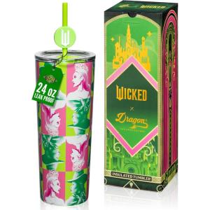 imageDragon Glassware x Barbie Vacuum Insulated Tumbler with Lid and Straw  24 oz Tumbler Cup with 2 Straws  Stainless Steel Tumbler with Straw for Water Iced Tea  Travel Coffee Tumbler  Love Out LoudWicked  Portraits