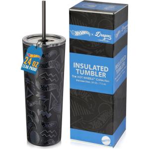 imageDragon Glassware x Barbie Vacuum Insulated Tumbler with Lid and Straw  24 oz Tumbler Cup with 2 Straws  Stainless Steel Tumbler with Straw for Water Iced Tea  Travel Coffee Tumbler  Love Out LoudHot Wheels  Finish Line
