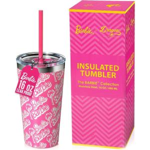 imageDragon Glassware x Barbie Vacuum Insulated Tumbler with Lid and Straw  24 oz Tumbler Cup with 2 Straws  Stainless Steel Tumbler with Straw for Water Iced Tea  Travel Coffee Tumbler  Love Out LoudBarbie  Classic