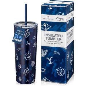 imageDragon Glassware x Barbie Vacuum Insulated Tumbler with Lid and Straw  24 oz Tumbler Cup with 2 Straws  Stainless Steel Tumbler with Straw for Water Iced Tea  Travel Coffee Tumbler  Love Out LoudYellowstone  Protect