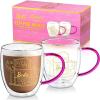 imageDragon Glassware x Barbie Double Walled Glass Coffee Mugs  16 oz Set of 2 Glass Coffee Cups to Keep Beverages Hot or Cold Longer  Barbie Dreamhouse Collection  Clear Mug with Pink HandleBarbie Dreamhouse