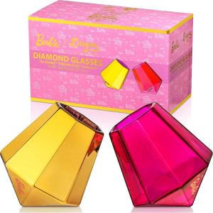 imageDragon Glassware x Barbie Whiskey Glasses  10 oz Gold and Pink Whiskey Glasses Set of 2  Barbie Dreamhouse Collection  Wine and Bourbon Barware That Aerates Naturally  Unique DrinkwareBarbie