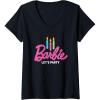 imageWomens Barbie  Birthday Lets Party Candles VNeck TShirtBlack